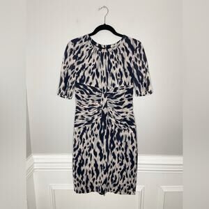 Whistles Bella Gray Petal Silk Zip Back Sheath Dress Size 8
